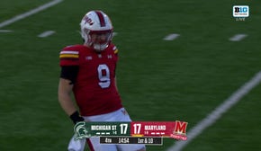 Billy Edwards Jr. finds Dylan Wade deep for a 28-yard touchdown to give Maryland a 24-17 lead over Michigan State