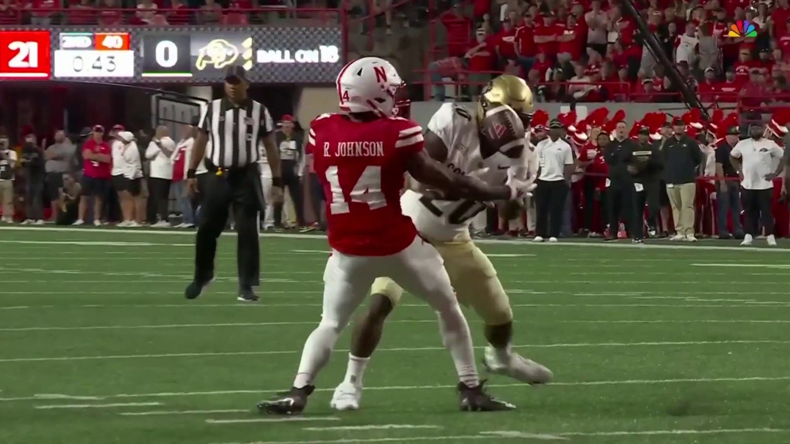 Dylan Raiola finds Rahmir Johnson for an 18-yard TD, extending Nebraska's lead over Colorado