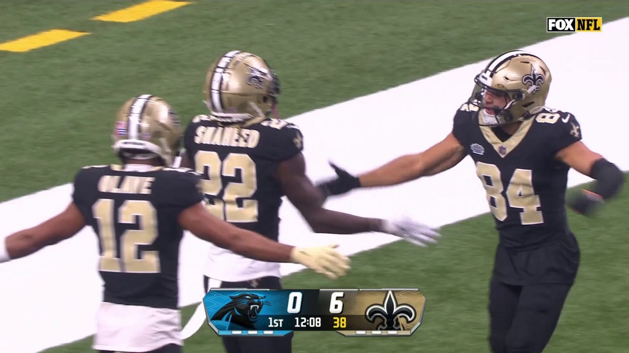 Derek Carr links with Rashid Shaheed for a 59-yard touchdown to give Saints an early lead over Panthers