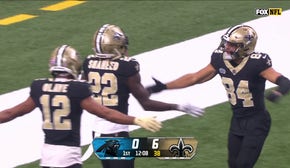 Derek Carr links with Rashid Shaheed for a 59-yard touchdown to give Saints an early lead over Panthers