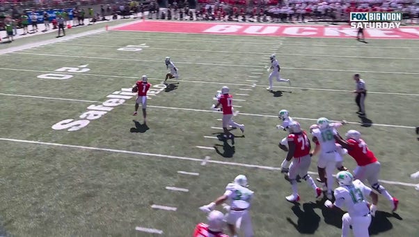 Quinshon Judkins' sprints past Marshall's defense to set up Will Howard's one-yard rushing TD vs. Marshall