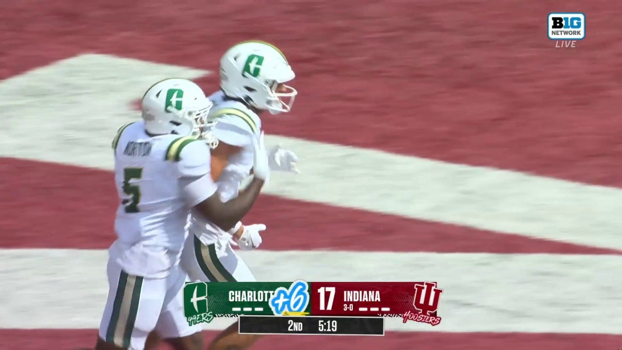 Trexler Ivey hits Isaiah Myers on a 25-yard touchdown pass, trimming Indiana's lead over Charlotte