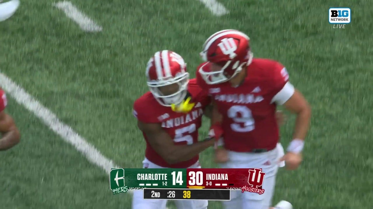 Kurtis Rourke hits Ke'Shawn Williams on a 20-yard TD pass, extending Indiana's lead over Charlotte