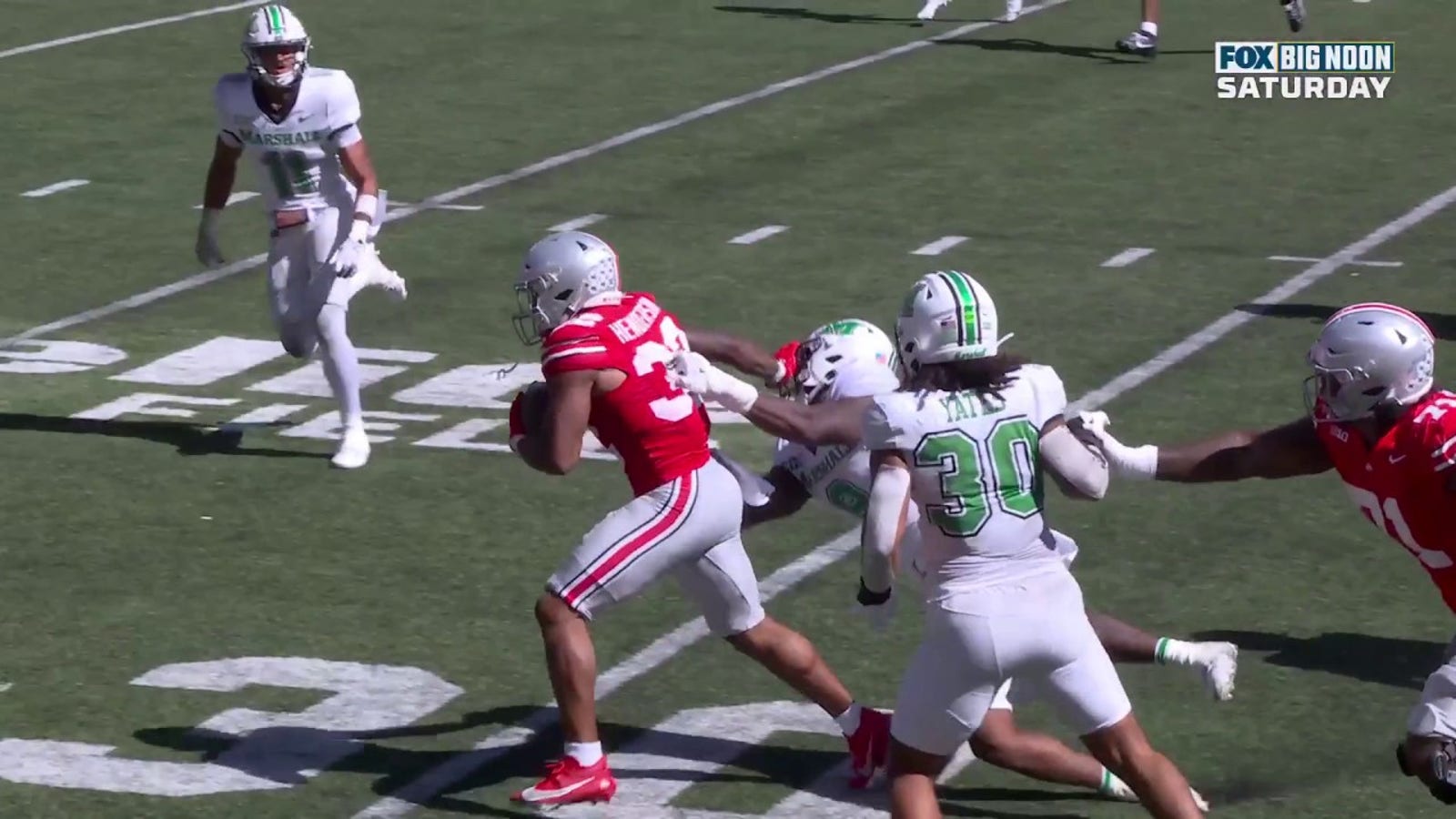 Ohio State's TreVeyon Henderson pulls off a NASTY stiff arm on a 40-yard rushing TD vs. Marshall