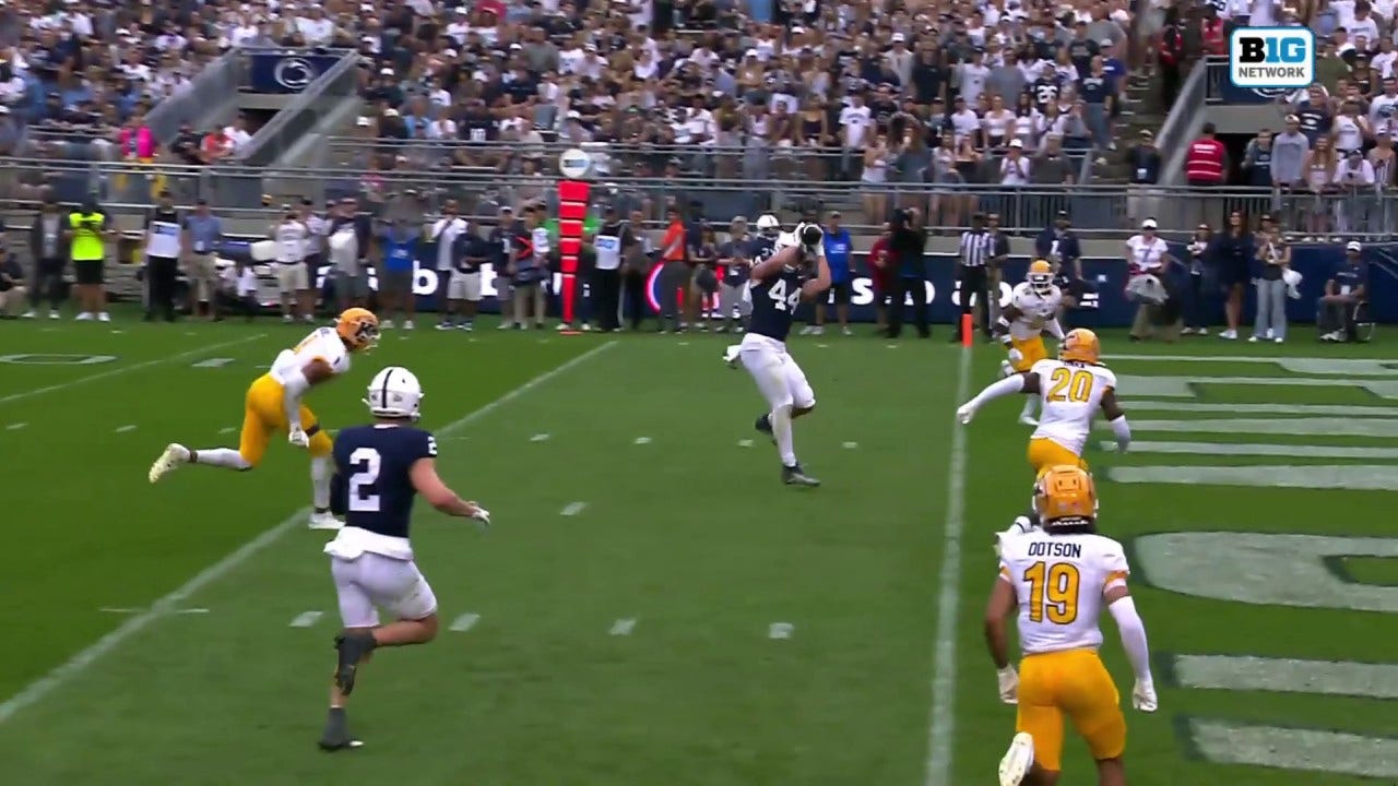 Drew Allar finds Tyler Warren for a 16-yard TD, giving Penn State the lead over Kent State