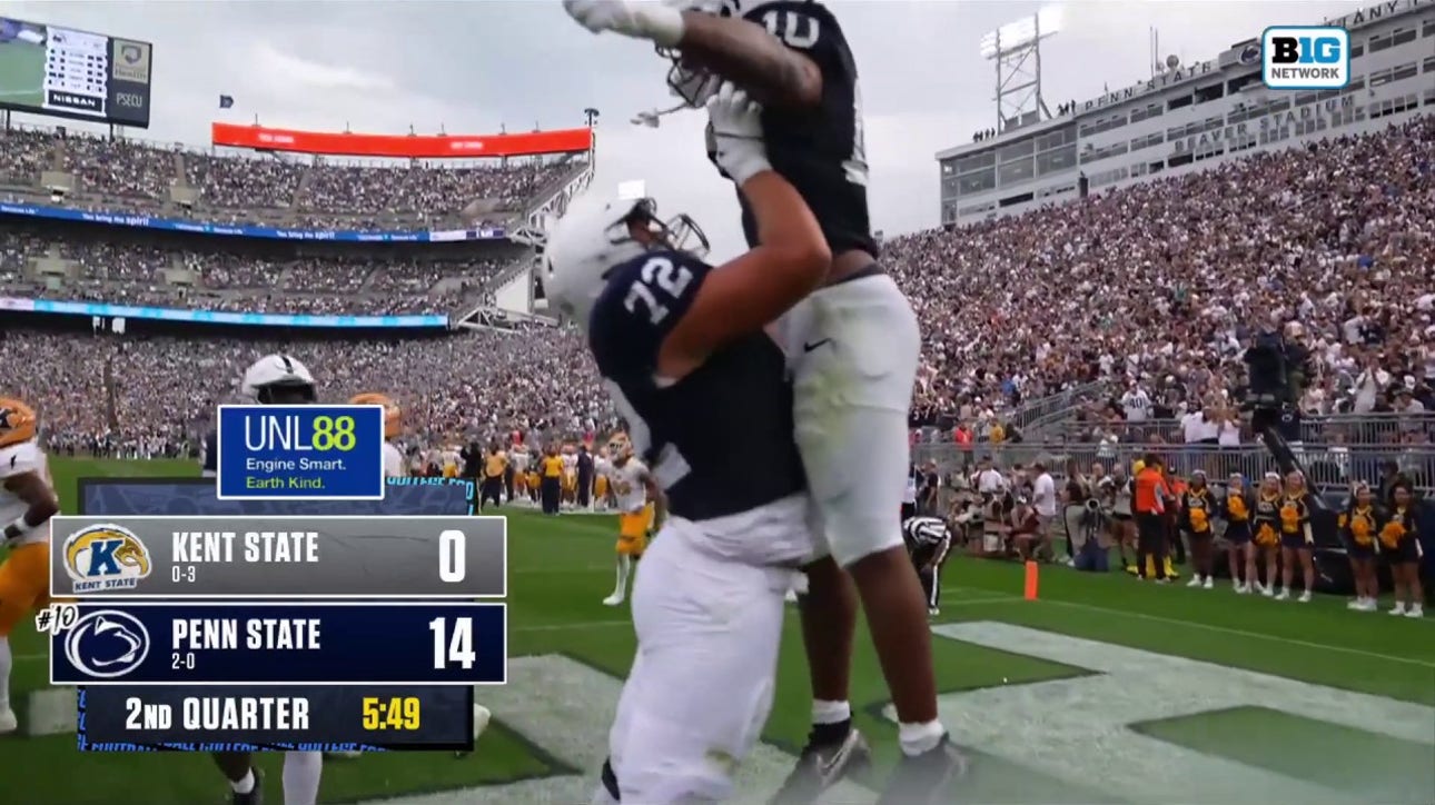 Penn State tight end Tyler Warren throws touchdown pass to Nicholas Singleton to extend lead over Kent State