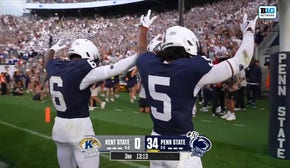 Drew Allar launches a 59-yard touchdown pass to Omari Evans to increase Penn State's lead to 35-0 over Kent State