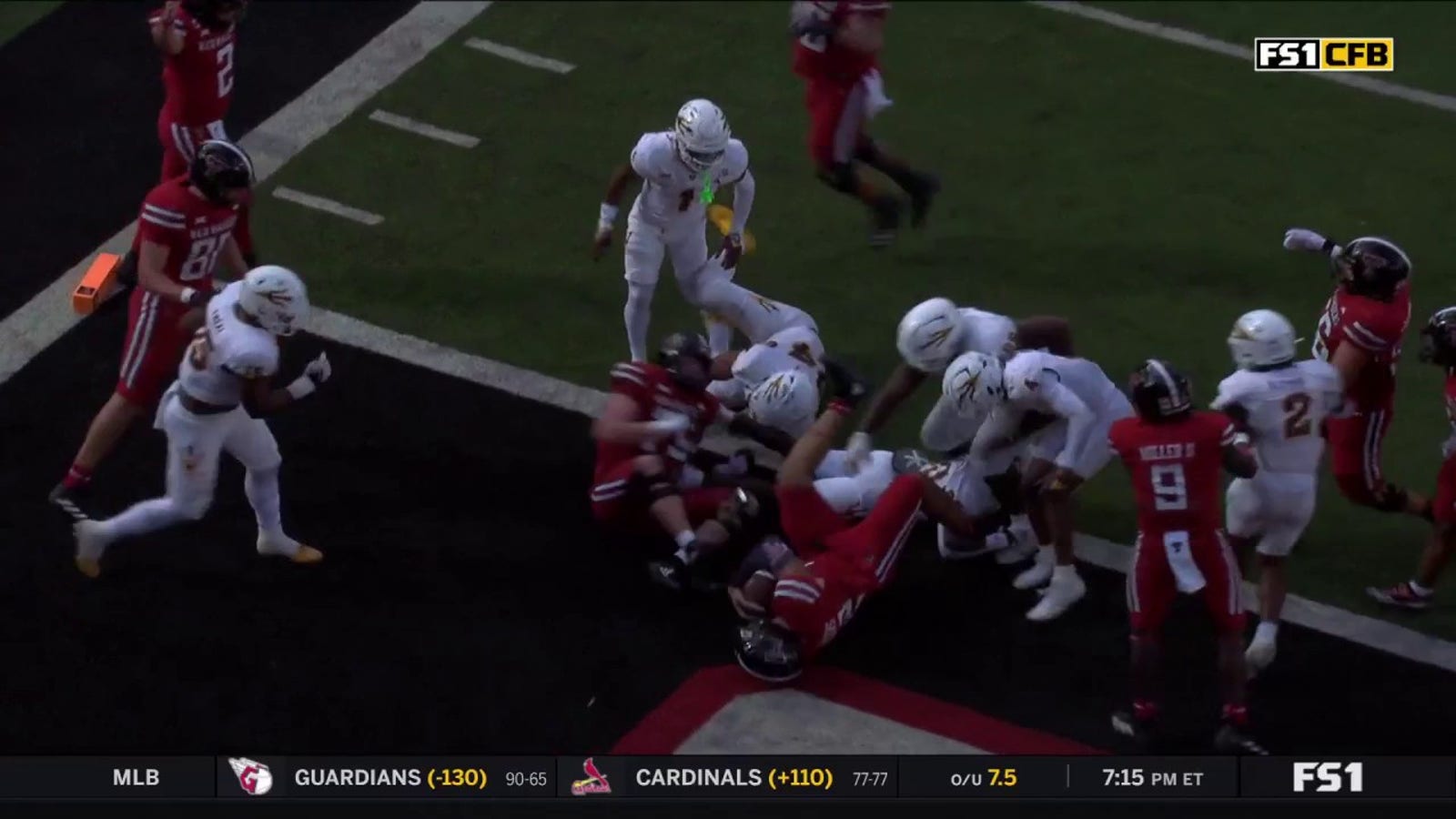 Jalin Conyers sinks the ball from three meters, increasing Texas Tech's lead over Arizona State to 24-10.