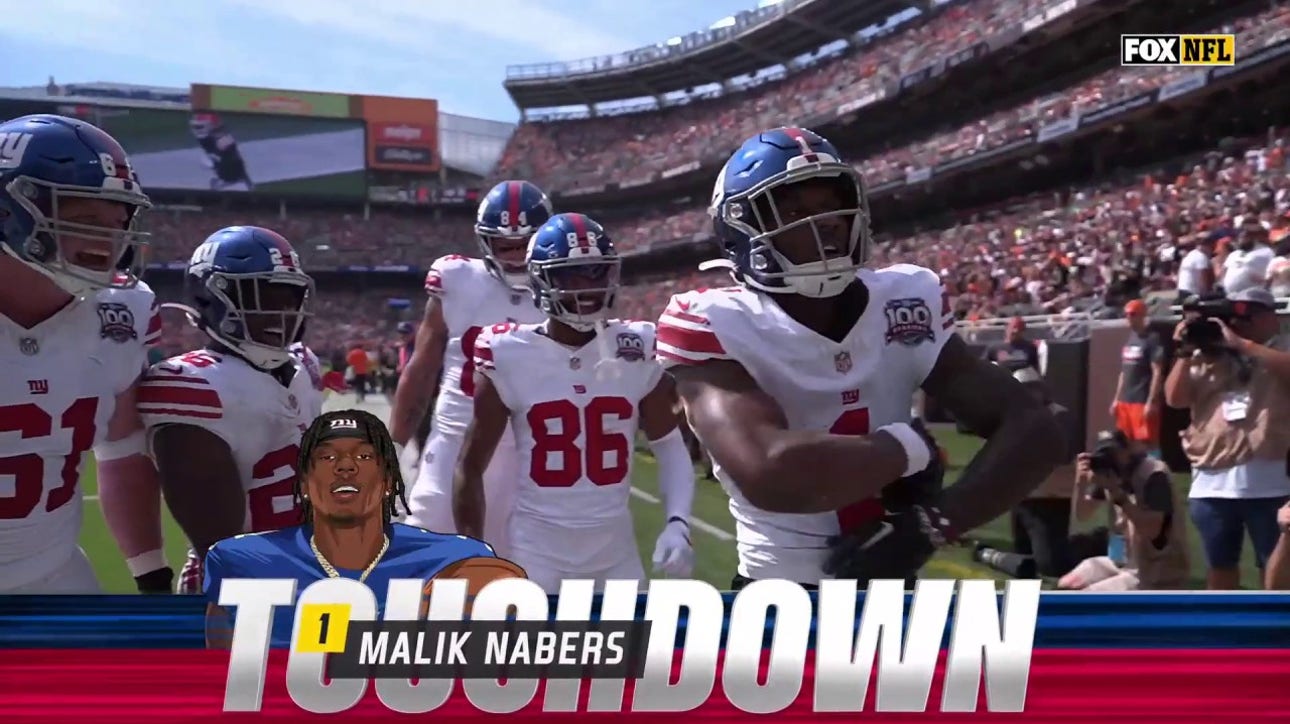 Malik Nabers snags spectacular spinning catch to give Giants 14-7 lead over Browns