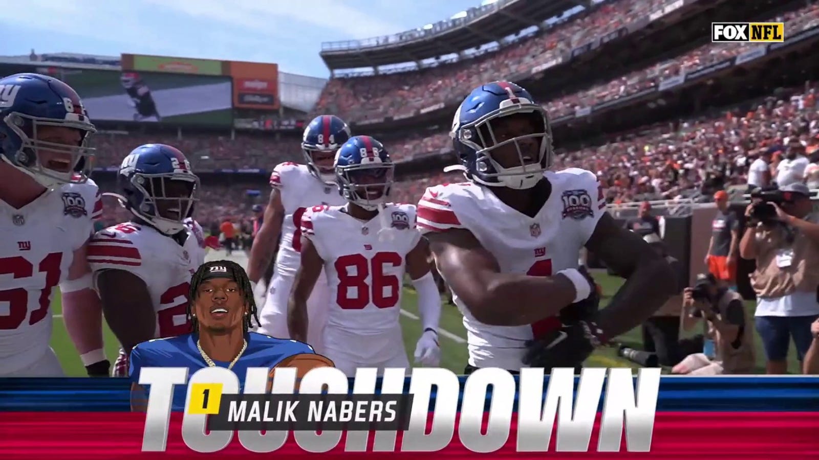 Malik Nabers makes a spectacular catch to give the Giants a 14-7 lead over the Browns