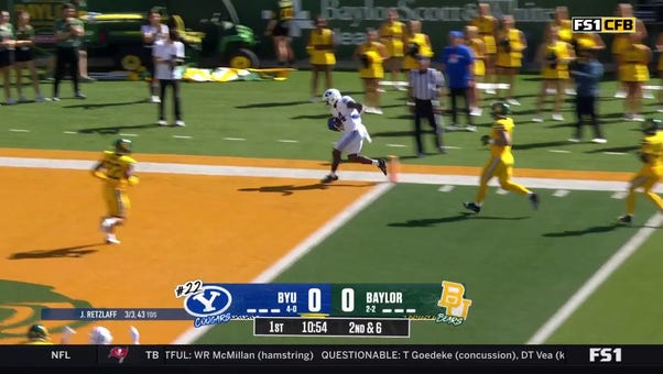 BYU's Jake Retzlaff connects with Miles Davis for a 26-yard touchdown vs. Baylor