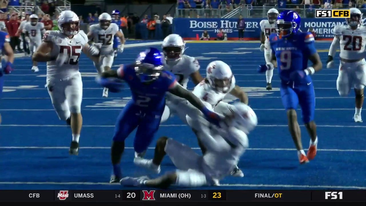 Ashton Jeanty takes it 59 yards for his third touchdown of the game to extend Boise State's lead over Washington State