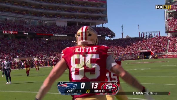 Brock Purdy finds George Kittle for an AMAZING TD to extend 49ers' lead over Patriots