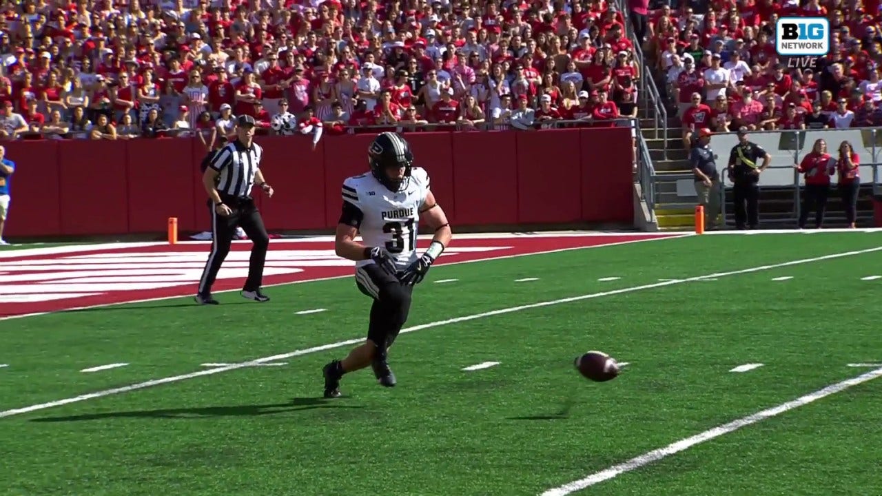 Badgers' Tawee Walker rushes for a 12-yard touchdown after a Purdue muffed punt