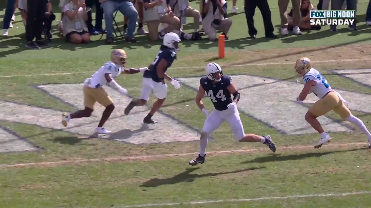 Penn State's Drew Allar connects with Tyler Warren for a five-yard touchdown vs. UCLA