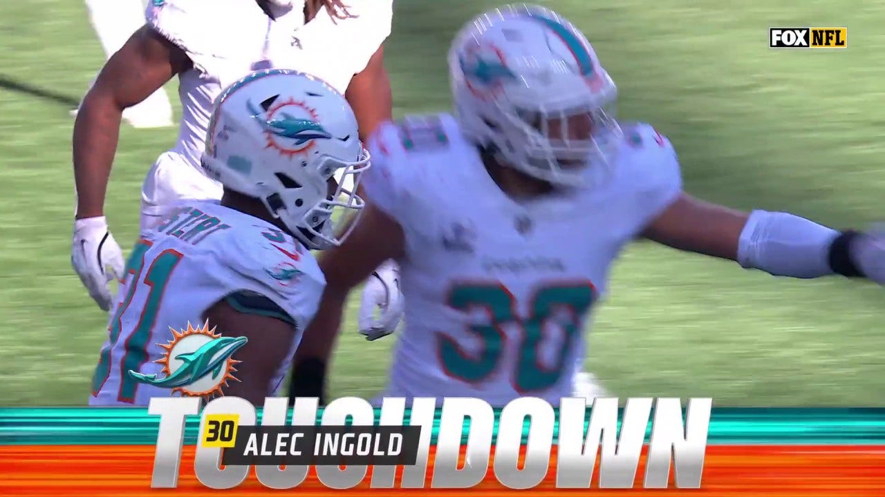 Alex Ingold rushes in a three-yard TD to help Dolphins defeat Patriots, 15-10