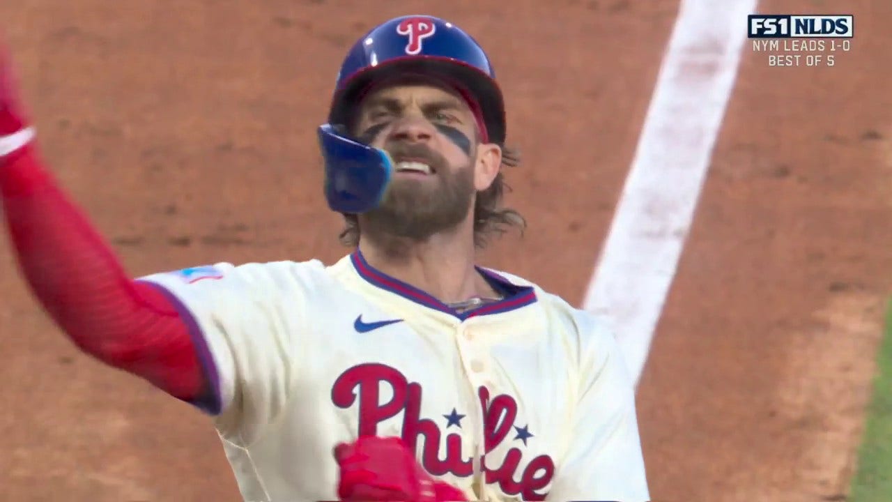 Phillies' Bryce Harper & Nick Castellanos both smack home runs, tying the game vs the Mets