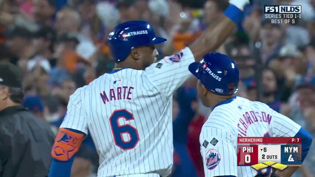 Starling Marte slaps a two-run single, extending Mets' lead over Phillies