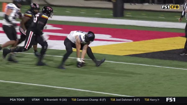 Carmine Bastone forces the fumble and Aidan Hubbard returns it for a TD, extending Northwestern's lead over Maryland