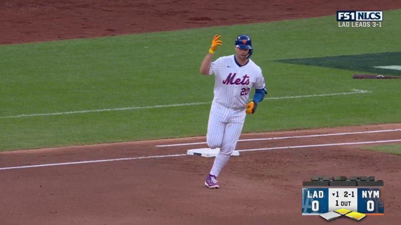 Pete Alonso crushes a three-run home run, giving Mets a 3-0 lead over Dodgers