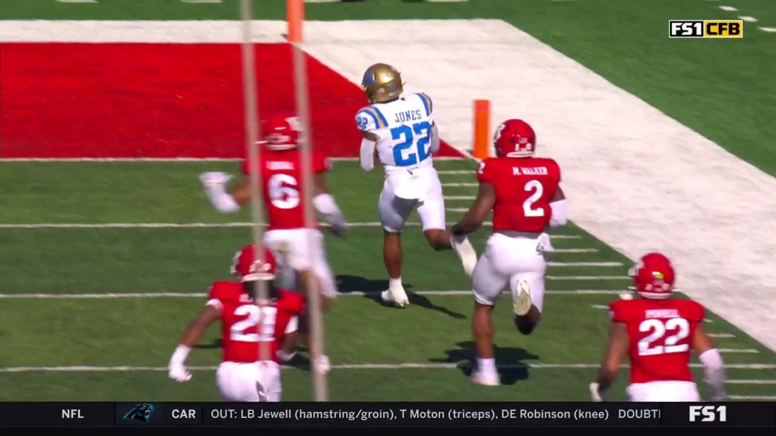 UCLA's Ethan Garbers connects with Keegan Jones for a 67-yard touchdown