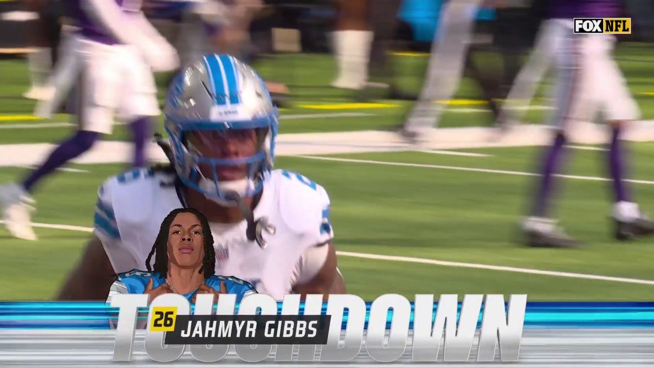 Lions' Jahmyr Gibbs rips off an AMAZING 45-yard TD against Vikings