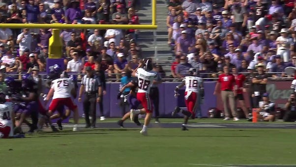 Texas Tech's Reese Burkhardt FAKES the field goal attempt and runs it in for a TD vs. TCU