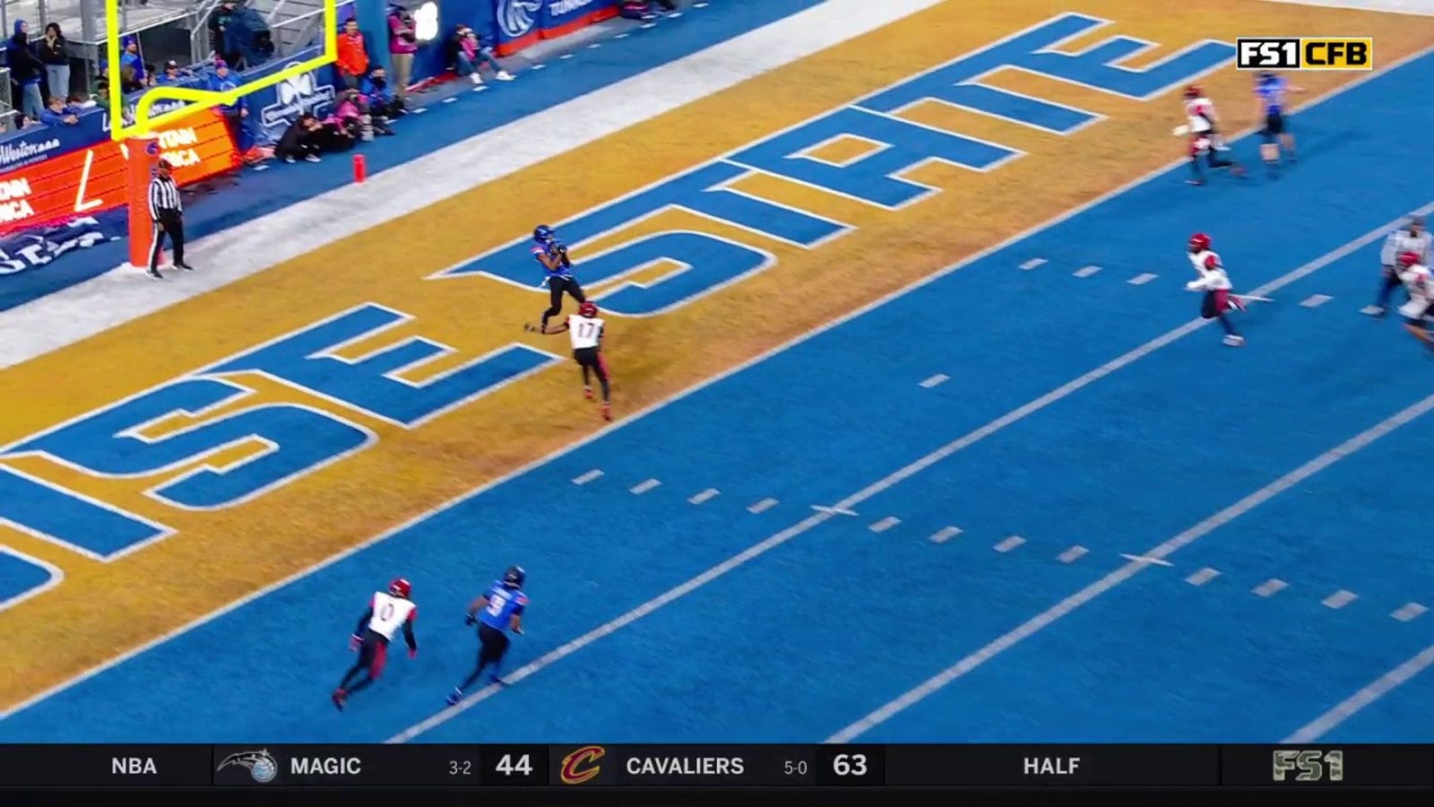 Maddux Madsen finds Latrell Caples for an 18-yard TD. giving Boise State the lead over San Diego State