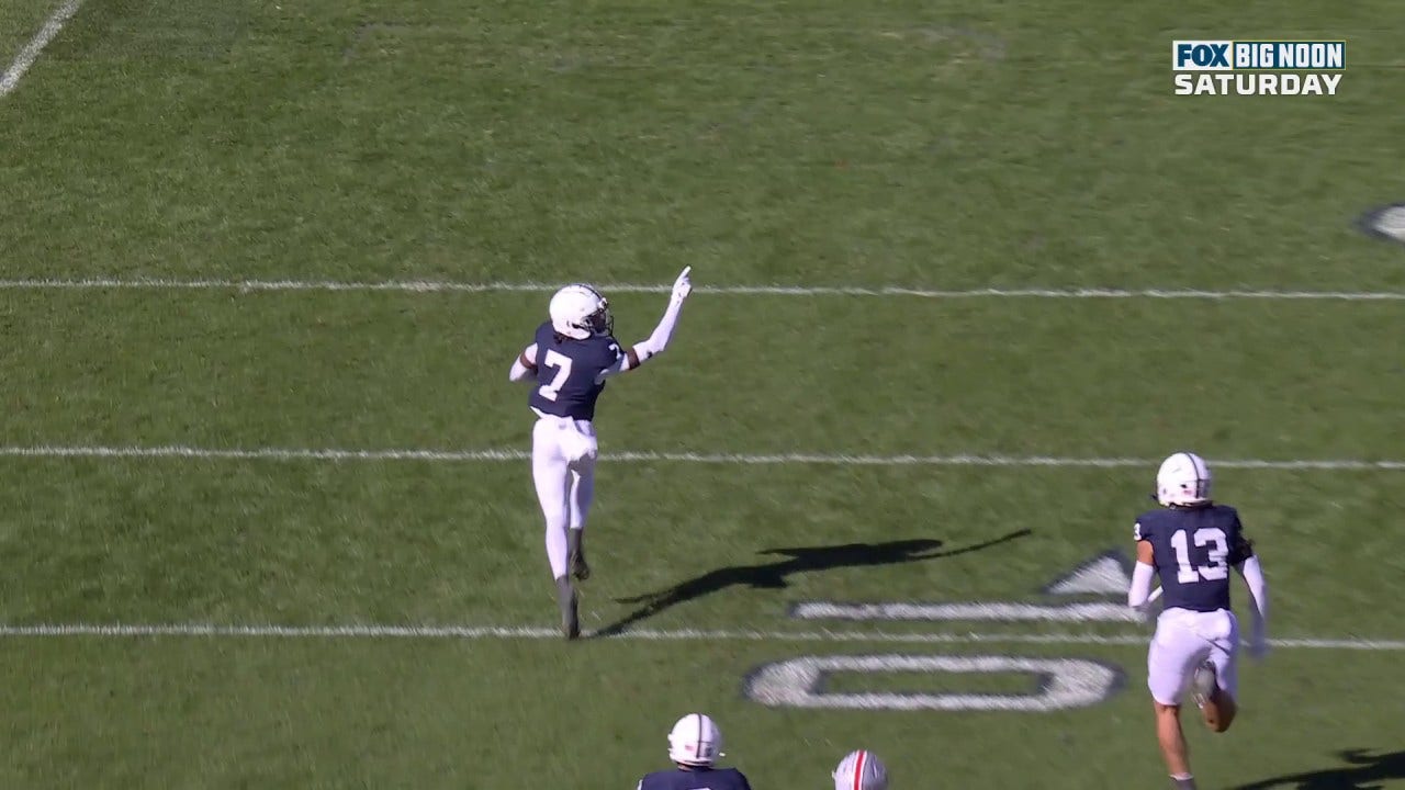 Penn State's Zion Tracy takes it to the house for a pick-six to take 10-0 lead over Ohio State