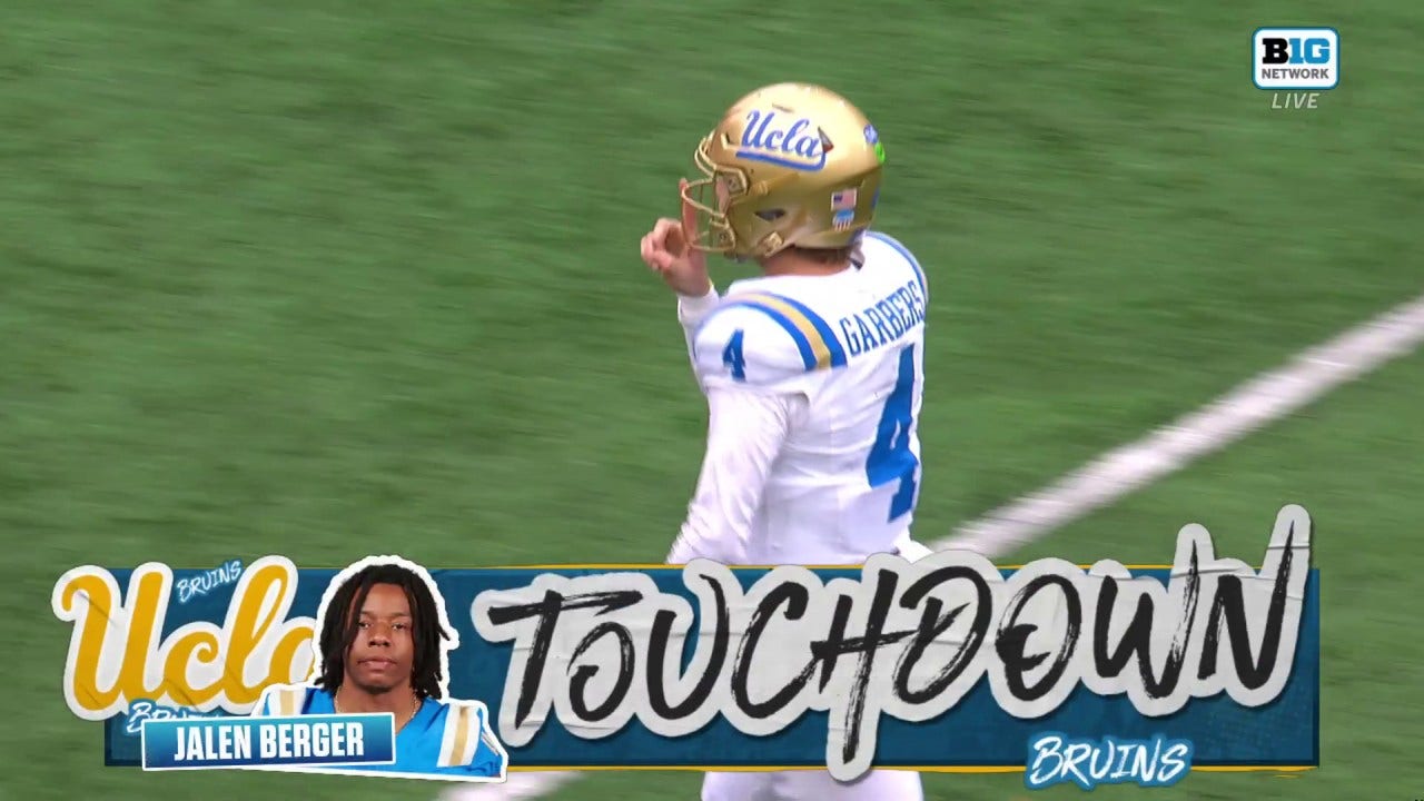 Ethan Garbers finds Jalen Berger for a 10-yard touchdown to extend UCLA's lead to 10-0 over Nebraska