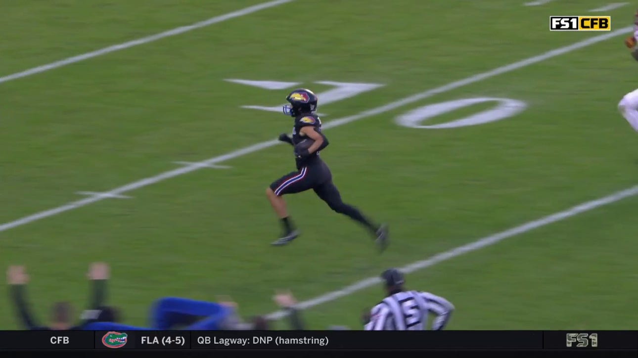 Kansas' Jalon Daniels finds Luke Grimm for a 70-yard TD, tying the game vs. Iowa State