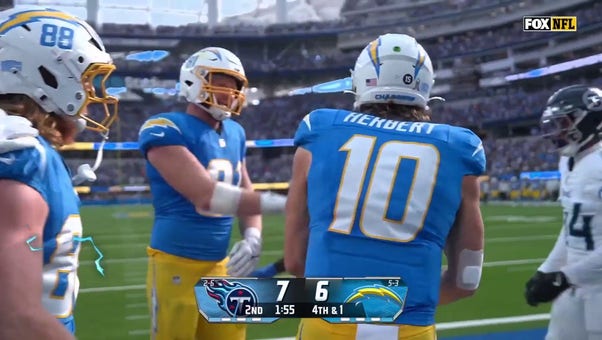 Justin Herbert rushes for a TOUGH TD to give Chargers a 13-7 lead over Titans