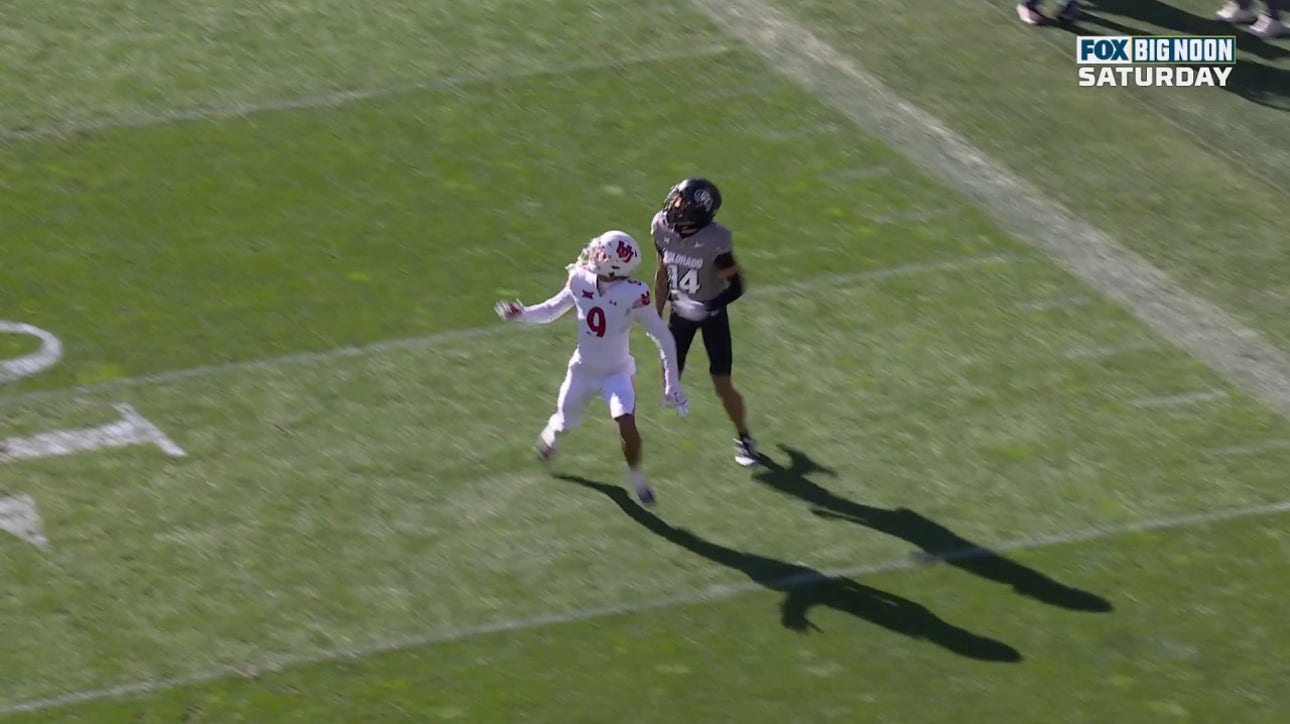 Colorado's Shedeur Sanders connects with Will Sheppard for a 40-yard touchdown vs. Utah