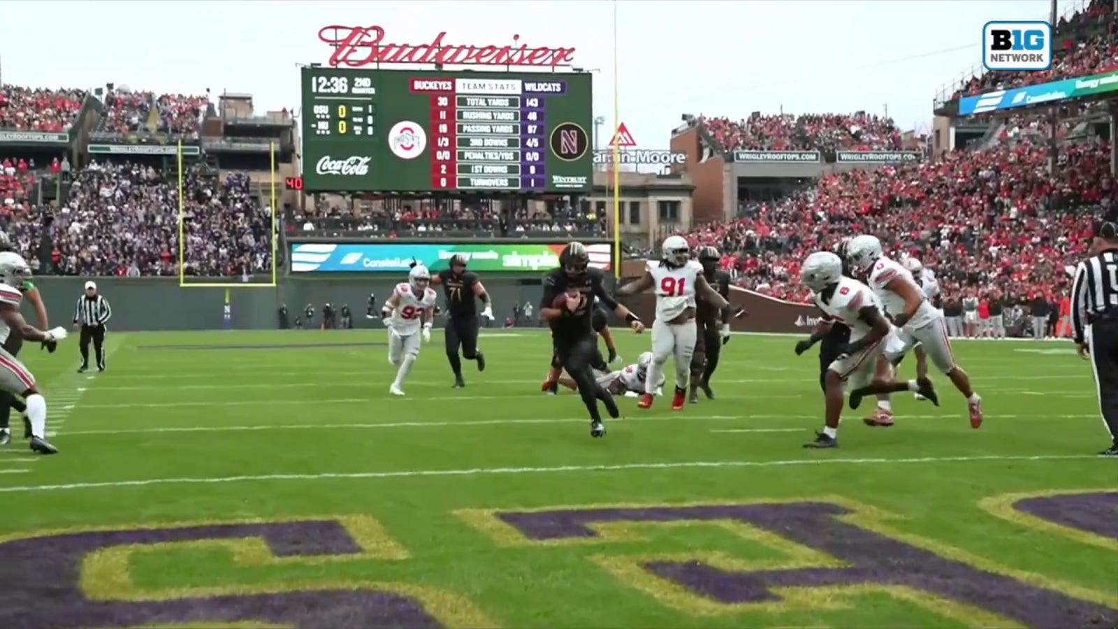 Jack Lausch shows off ELITE speed on eight-yard rushing TD as Northwestern strikes first vs. Ohio State