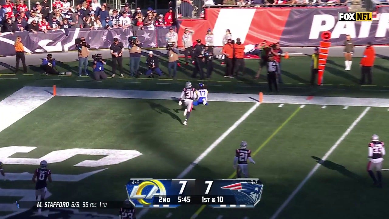 Puka Nacua makes a DIVING catch for a touchdown, giving Rams a 14-7 lead over Patriots