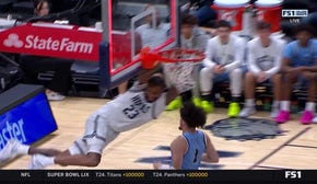 Jordan Burks slams a buzzer-beating dunk to give Georgetown a 35-22 halftime lead over Mount St. Mary's