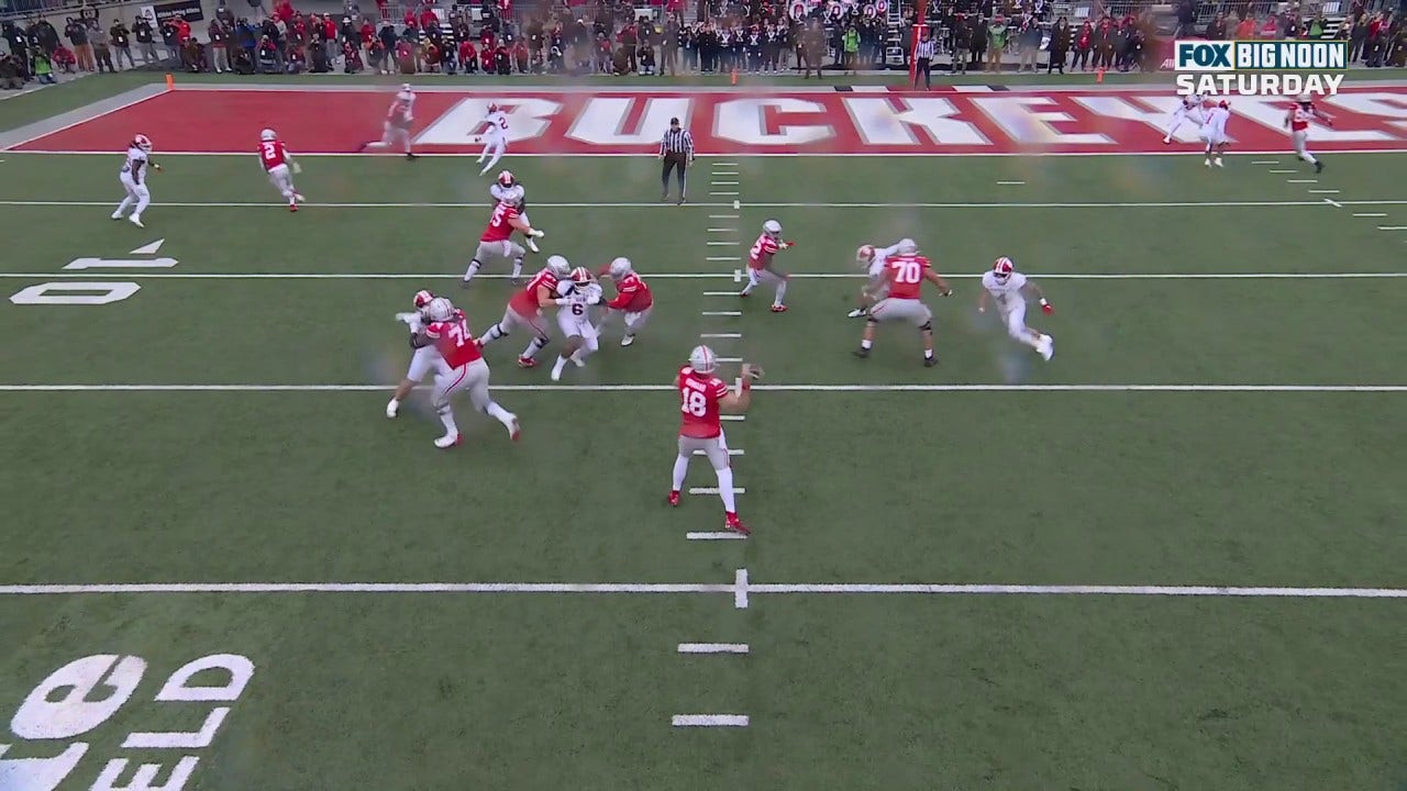 Will Howard connects with Emeka Egbuka on a GORGEOUS 11-yard TD to help Ohio State tie the game vs. Indiana 