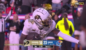 Colorado's Shedeur Sanders finds Travis Hunter on a 26-yard TD for his 2ND TD of the game vs. Kansas