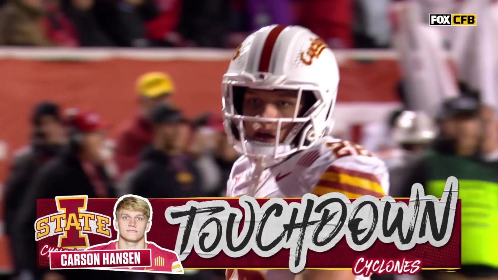 Carson Hansen scores a touchdown, giving Iowa State a late lead over Utah