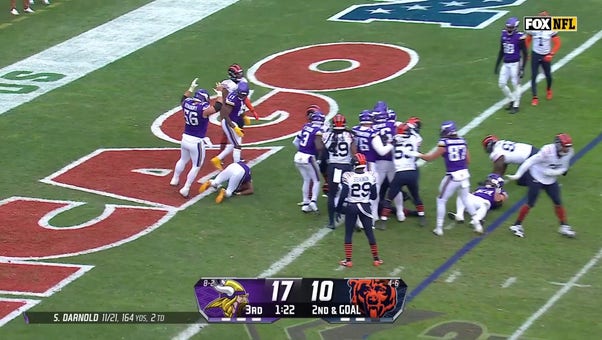 Vikings recover a muffed punt by Bears, setting up an Aaron Jones TD to the extend Minnesota's lead