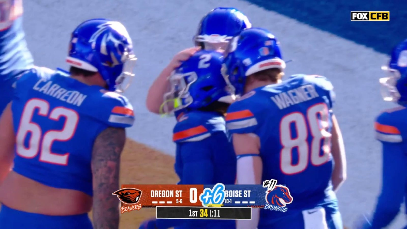 Ashton Jeanty punches in the touchdown, extending Boise State's lead over Oregon State