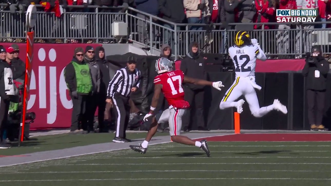 Aamir Hall's WILD interception helps Kalel Mullings punch it in on 1-yard rushing TD as Michigan strikes first vs. Ohio State