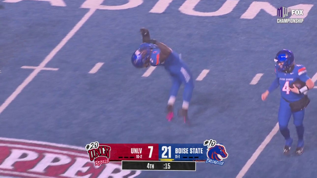 Ashton Jeanty backflips and Boise State fans storm the field following Mountain West Championship win over UNLV