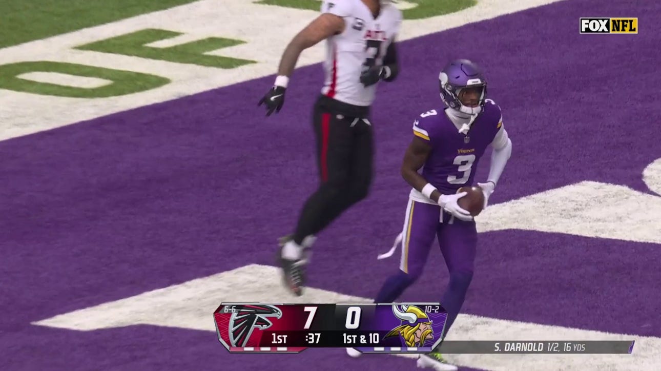 Vikings' Jordan Addison HAULS IN AMAZING 49-yard TD to tie the game at 7-7 vs. Falcons