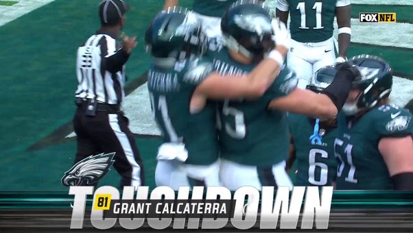 Jalen Hurts finds Grant Calcaterra on 4-yard touchdown to give Eagles 22-16 lead over Panthers