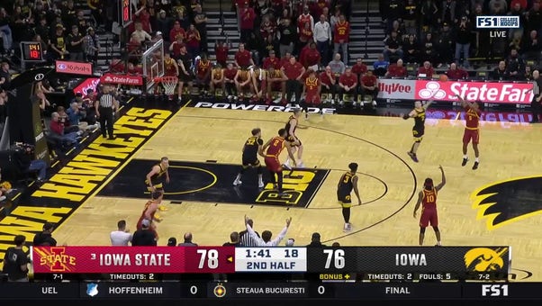 Curtis Jones drains a deep 3-pointer, extending Iowa State's lead over Iowa