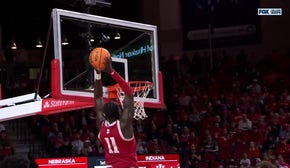 Oumar Ballo throws down the alley-oop jam, extending Indiana's lead over Nebraska