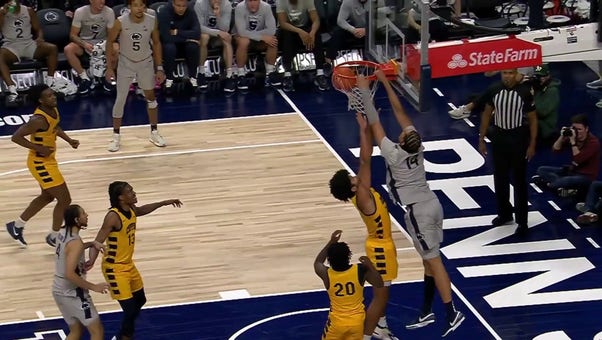 Penn State's Yanic Konan Niederhauser CATCHES ALLEY-OOP POSTER DUNK vs. Coppin State