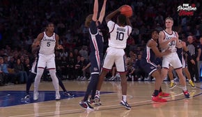 Hassan Diarra drains a TOUGH 3-pointer to beat the shot clock, extending UConn's lead over Gonzaga