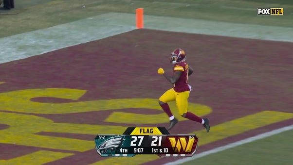 Jayden Daniels links up with Olamide Zaccheaus for a RIDICULOUS 49-yard TD, giving Commanders lead over Eagles | NFL Highlights